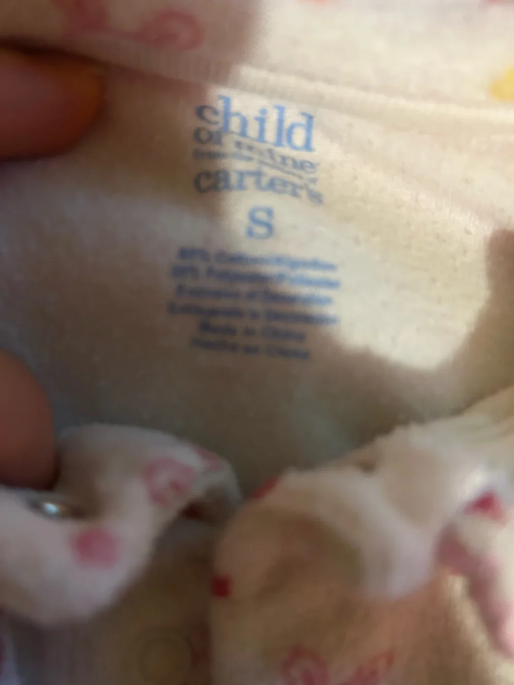 Carter's Cream Fleece Footed One-Piece with Pink Bunny Print